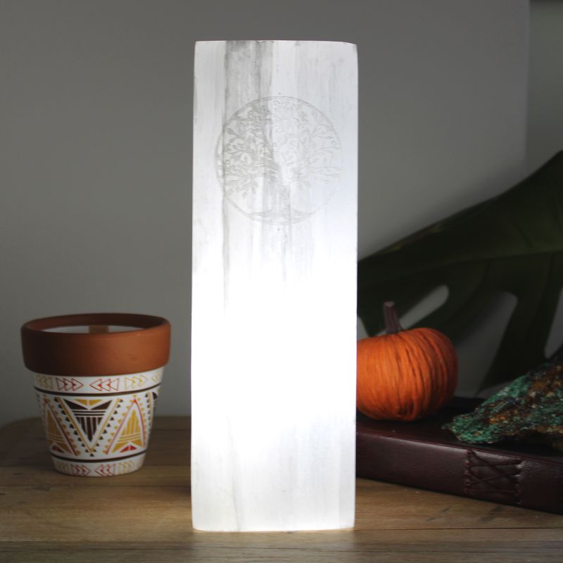 Selenite Block Lamp 25cm - Tree
