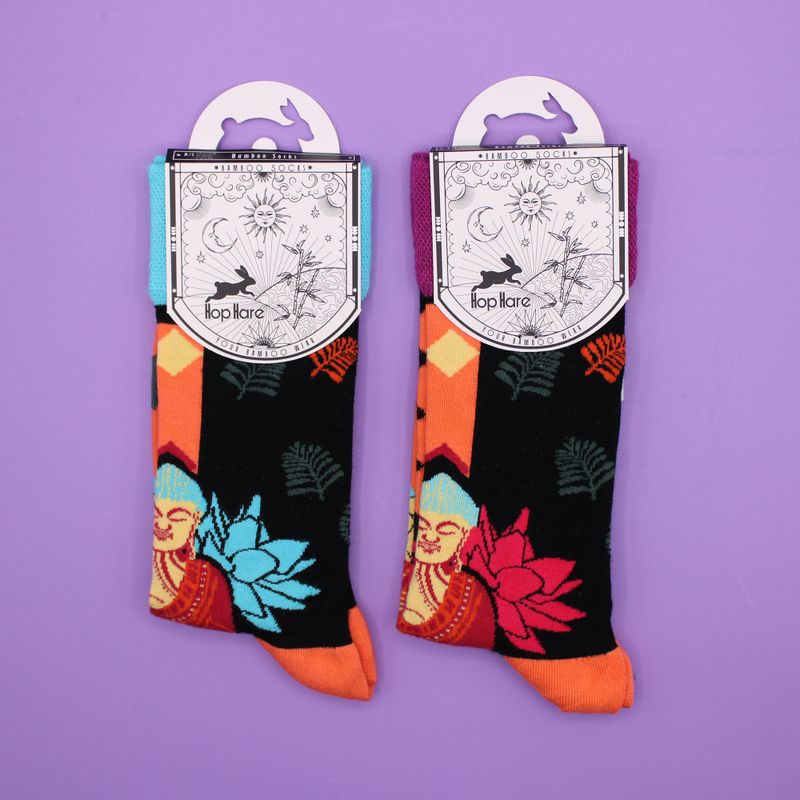 Hop Hare Bamboo Socks (36-41) - Blue Buddha & Lotus