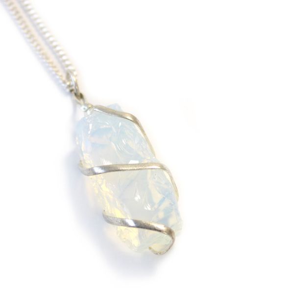 Cascade Wrapped Necklace - Rough Opalite