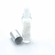 Gemstone Essential Oil Roller Bottle - Rock Quartz  - Silver Cap