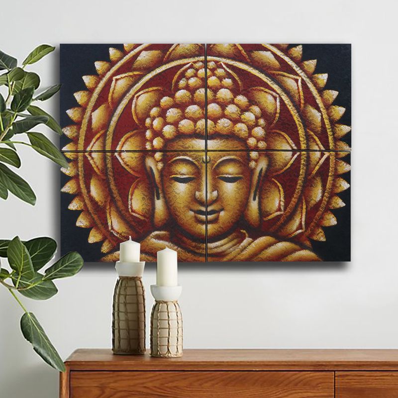 Gold Buddha Mandala Brocade Detail 30x40cm x 4