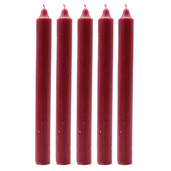 Bulk Solid Colour Dinner Candles - Rustic Burgandy - Pack of 100