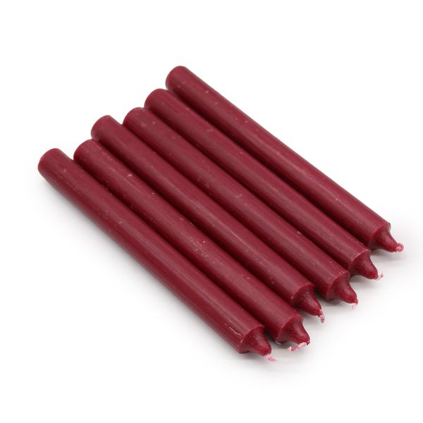 Bulk Solid Colour Dinner Candles - Rustic Burgandy - Pack of 100