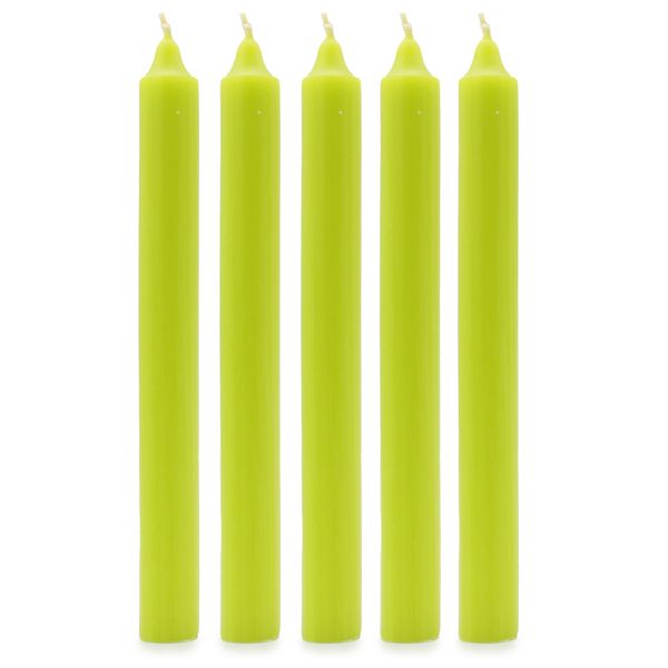 Bulk Solid Colour Dinner Candles - Rustic Lime Green - Pack of 100