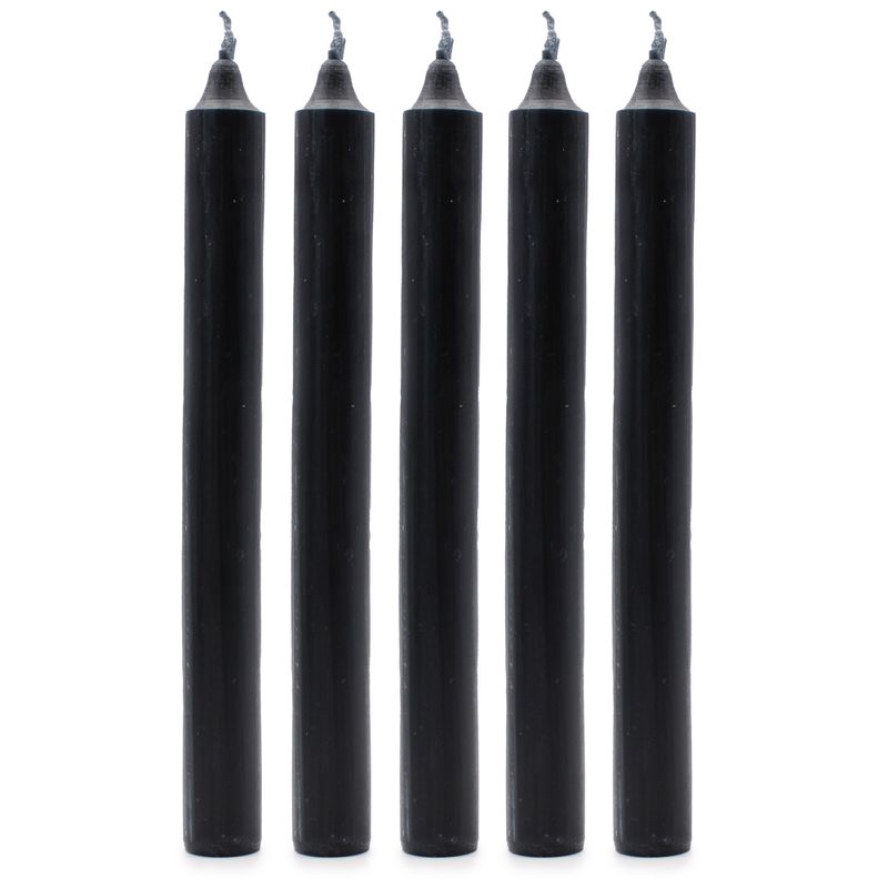 Bulk Solid Colour Dinner Candles - Rustic Black - Pack of 100