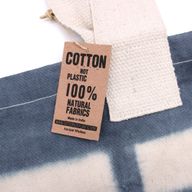 Natural Tye-Dye Cotton Bag (8oz) - 38x42x12cm - Blue Rings - Blue Handle