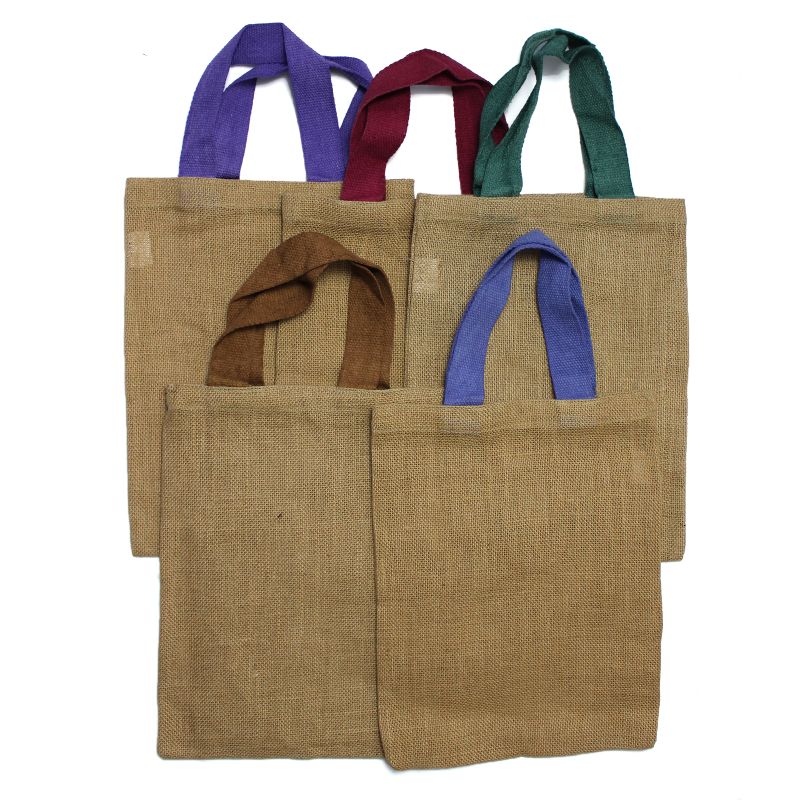 Jute Tote Bag - 5 assorted colour handles