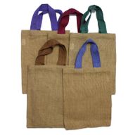 Jute Tote Bag - 5 assorted colour handles