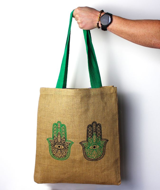 Large Jute Tote Bag - 3 assorted designs