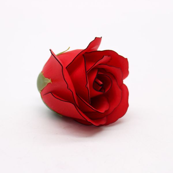 Craft Soap Flowers - Med Rose - Red With Black Rim