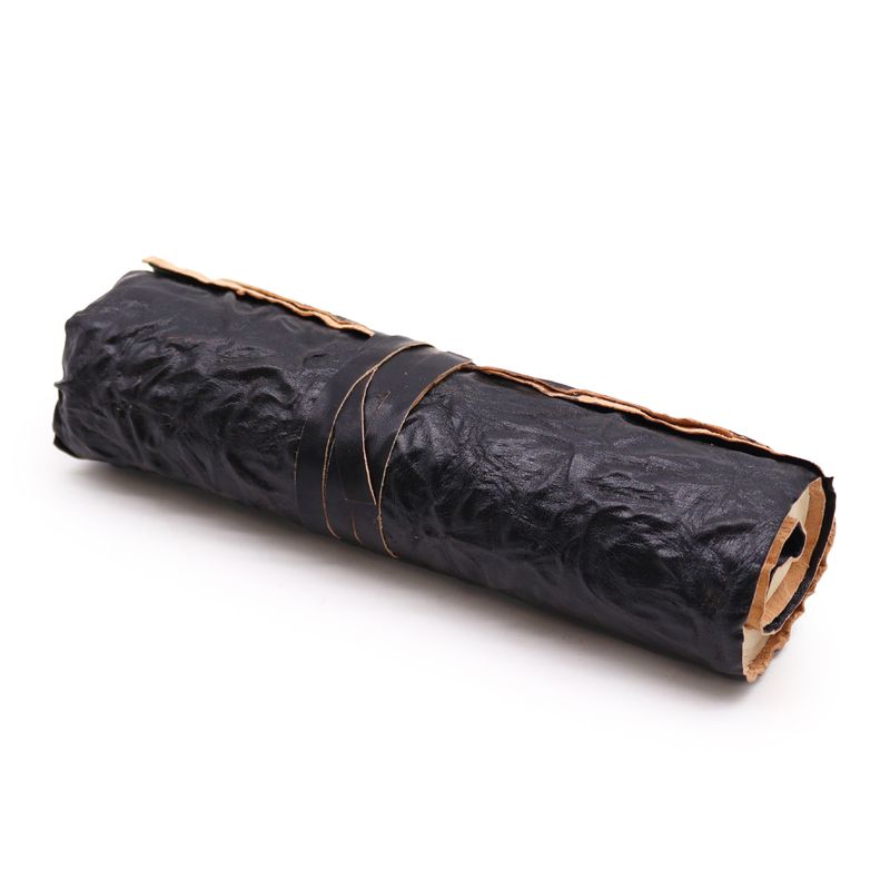 Rolled Leather Travel Notebook - Black 21x15cm
