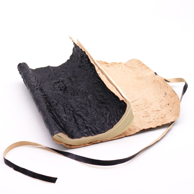 Rolled Leather Travel Notebook - Black 21x15cm