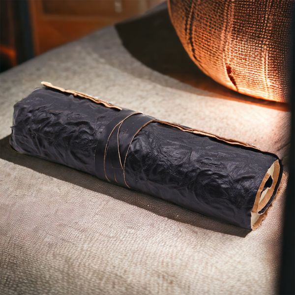 Rolled Leather Travel Notebook - Black 21x15cm