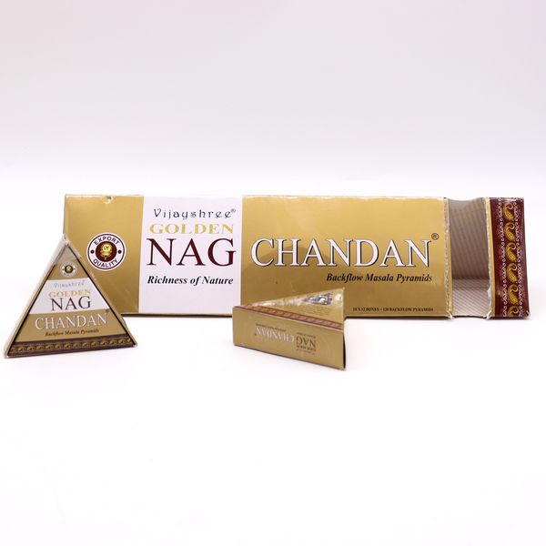 42g Jumbo Golden Nag - Chandan Back Flow Incense Cones