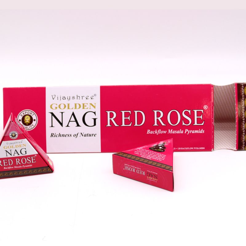 42g Jumbo Golden Nag - Red Rose Back Flow Incense Cones
