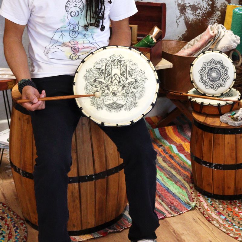 Hamsa Shamanic Drum with Stick - 30cm