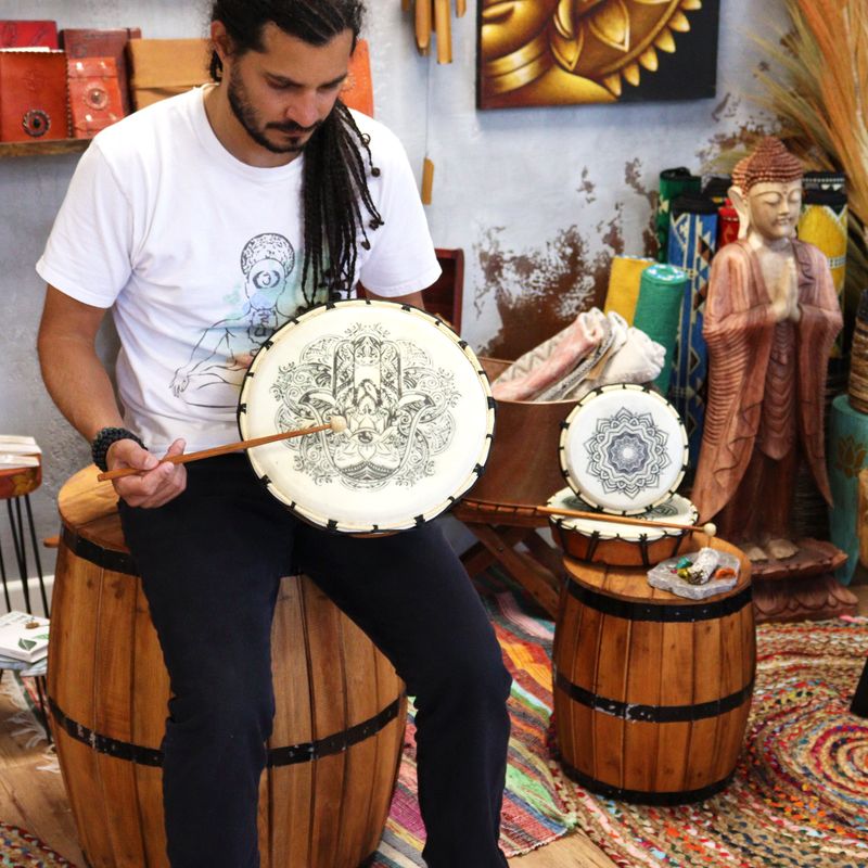 Hamsa Shamanic Drum with Stick - 30cm