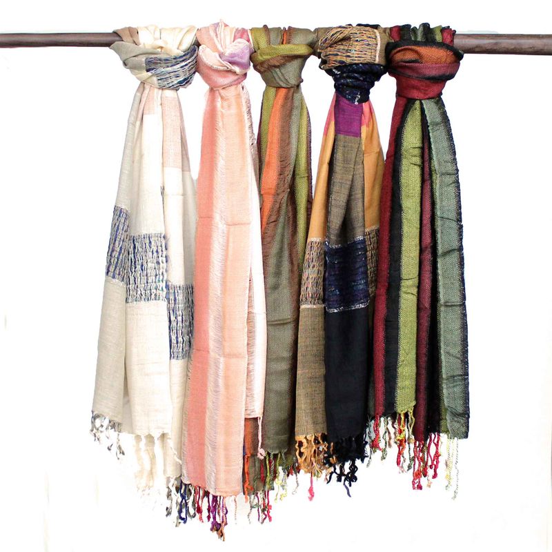 Lrg Indian Boho Scarves - 71x183cm - Random Greens