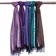 Lrg Indian Boho Scarves - 71x183cm - Random Colours with Gold Thread