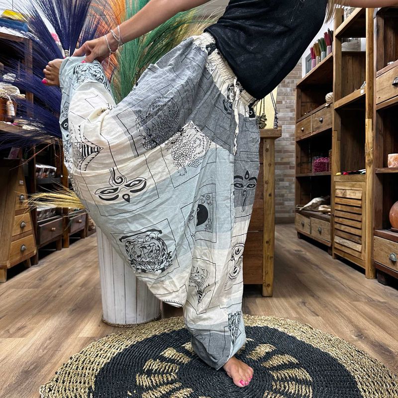 Grey Aladdin Himalayan Print Yoga and Festival Pants