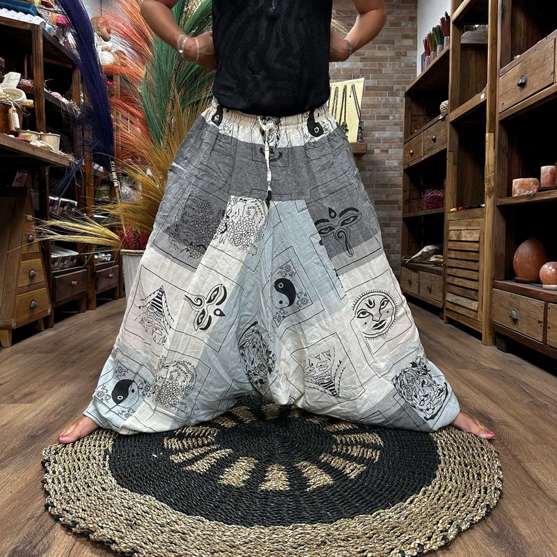 Grey Aladdin Himalayan Print Yoga and Festival Pants