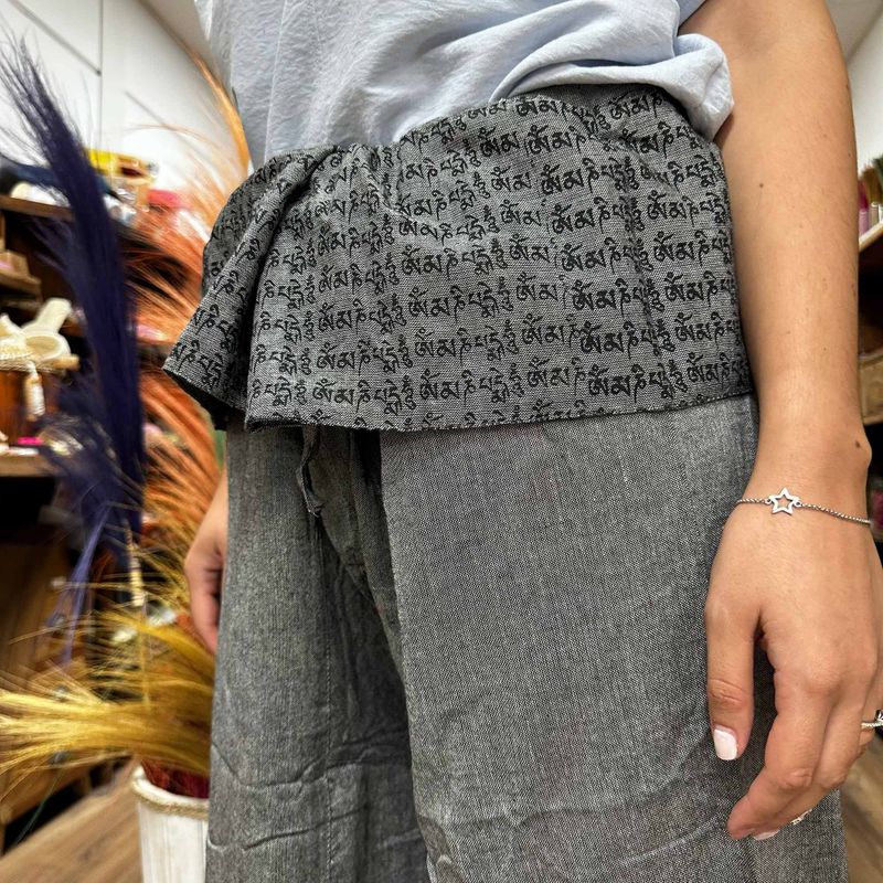 Grey Thai Fisherman Mantra Print Yoga and Festival Pants
