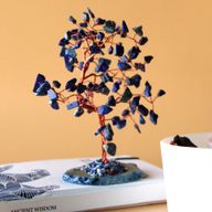 Lrg Gemstone Tree - Lapis on Blue Agate Base (100 stones)