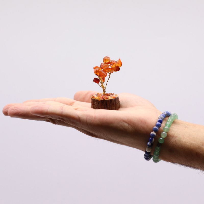 Mini Gemstone Trees On Wood Base - Assorted Mix (15 stones)