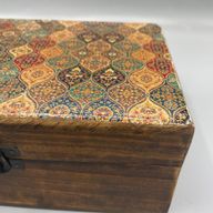Large Ceramic Glazed Wood Box - 20x15x7.5cm - Trad-Pattern
