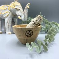 Wooden Smudge and Ritual Offerings Bowl - Pentagon - 11x7cm