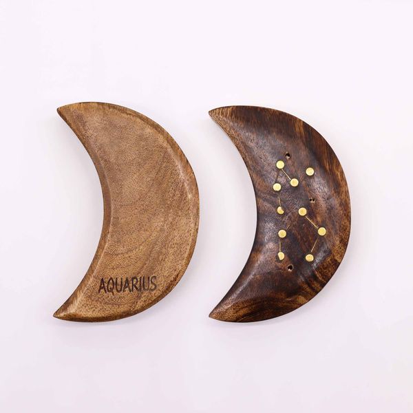 Ingraved and Brass Zodiac Sign Incense Burners - Moon