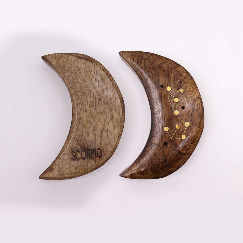 Ingraved and Brass Zodiac Sign Incense Burners - Moon