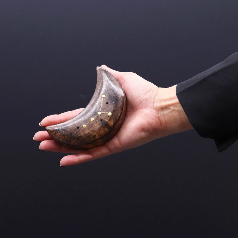 Ingraved and Brass Zodiac Sign Incense Burners - Moon