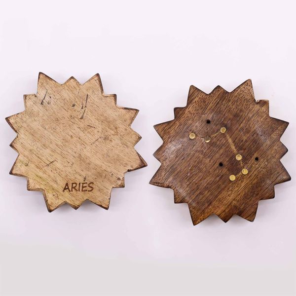 Ingraved and Brass Zodiac Sign Incense Burners - Sun
