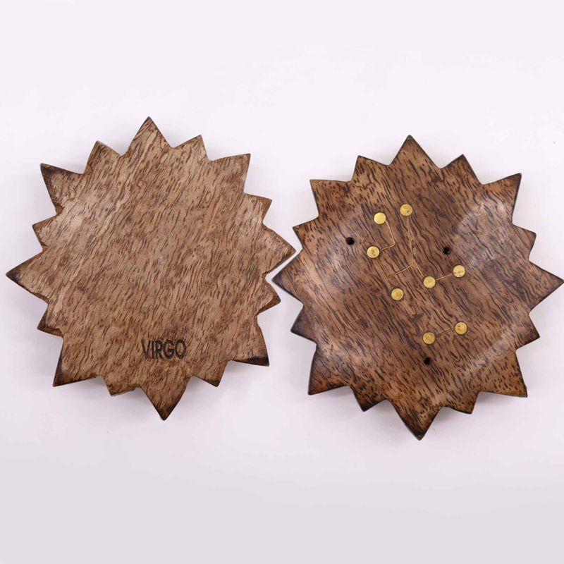 Ingraved and Brass Zodiac Sign Incense Burners - Sun