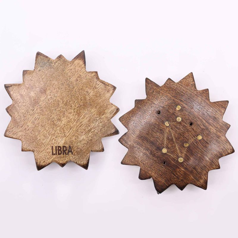 Ingraved and Brass Zodiac Sign Incense Burners - Sun