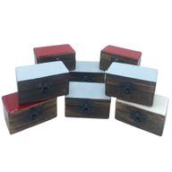 Wooden Pill Box 9x5x4cm - Solid Ceramic Colours - Assorted