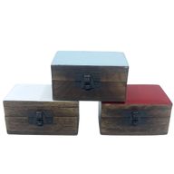 Wooden Pill Box 9x5x4cm - Solid Ceramic Colours - Assorted
