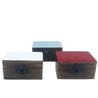 Wooden Pill Box 9x5x4cm - Solid Ceramic Colours - Assorted