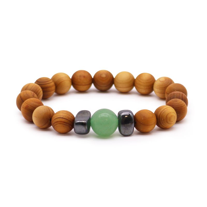 Cedarwood Sacral Chakra Bangle with Green Aventurine