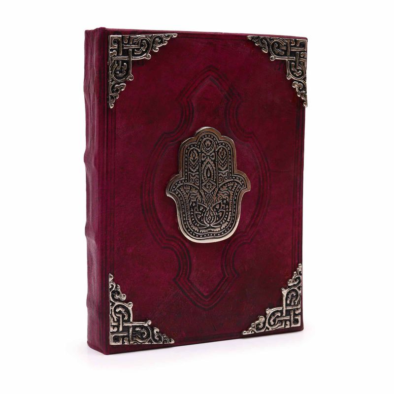 Hefty Red Tan Book - Zinc Hamsa Decor - 26x18cm
