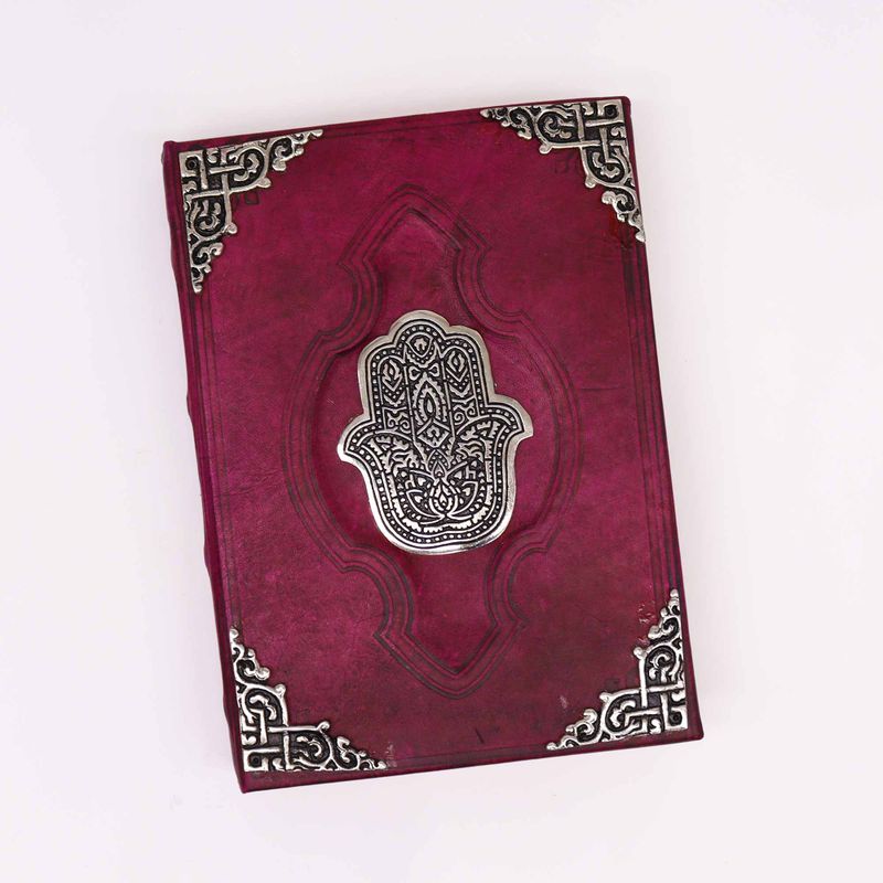 Hefty Red Tan Book - Zinc Hamsa Decor - 26x18cm
