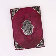 Hefty Red Tan Book - Zinc Hamsa Decor - 26x18cm