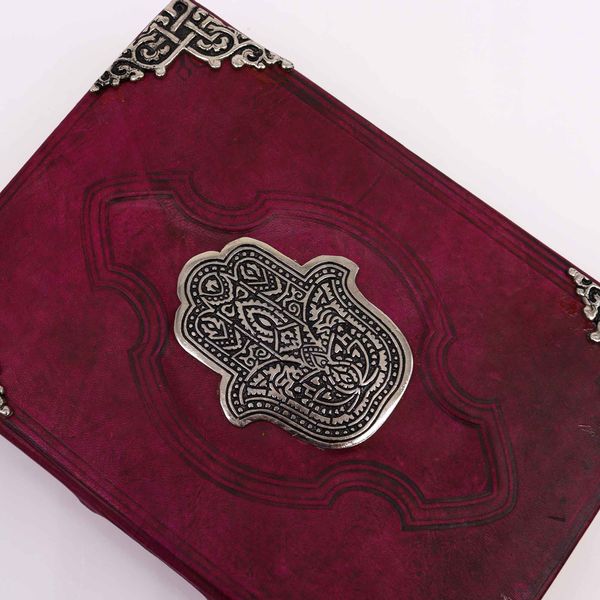 Hefty Red Tan Book - Zinc Hamsa Decor - 26x18cm