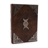 Hefty Brown Tan Book - Zinc Triple Moon Decor - 26x18cm