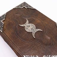 Hefty Brown Tan Book - Zinc Triple Moon Decor - 26x18cm