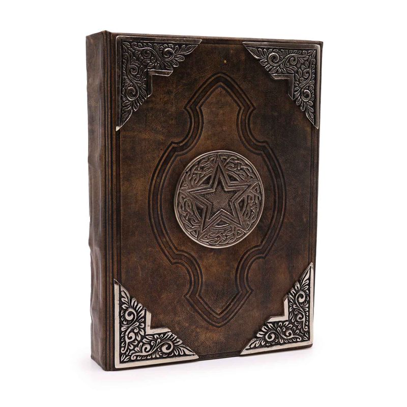 Hefty Brown Tan Book - Zinc Pentagon Decor - 26x18cm