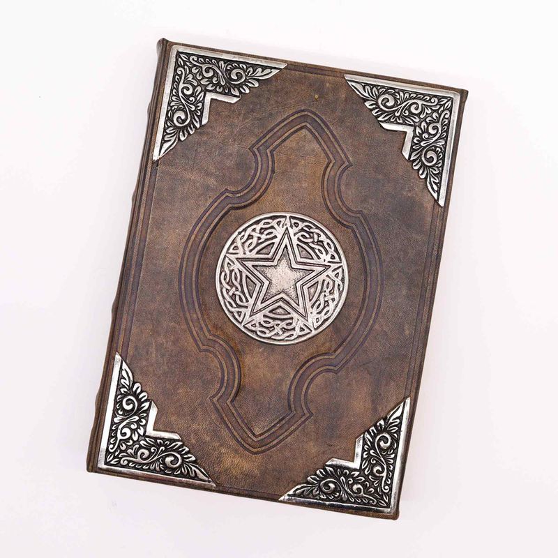 Hefty Brown Tan Book - Zinc Pentagon Decor - 26x18cm