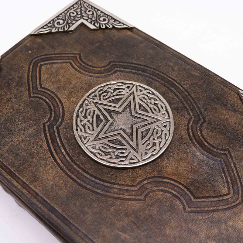 Hefty Brown Tan Book - Zinc Pentagon Decor - 26x18cm