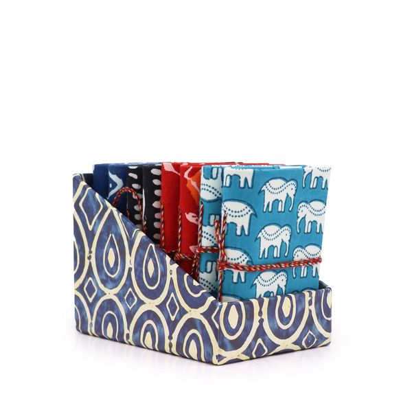 Assorted cotton-bound notepads. Block Print 7x10cm (presentation pack)